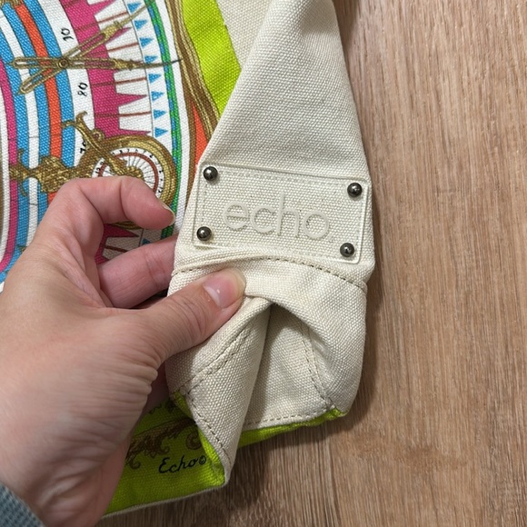 ECHO | Large Boho Trippy Clock Canvas Tote Bag - Picture 3 of 9